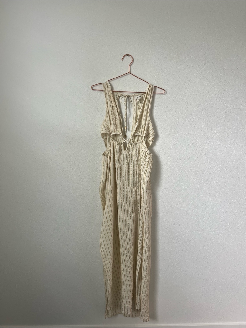 l*space Cream Striped V-Neck Maxi Dress